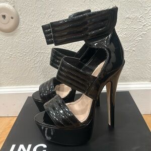 Black Patent leather high heels 6 inch platform